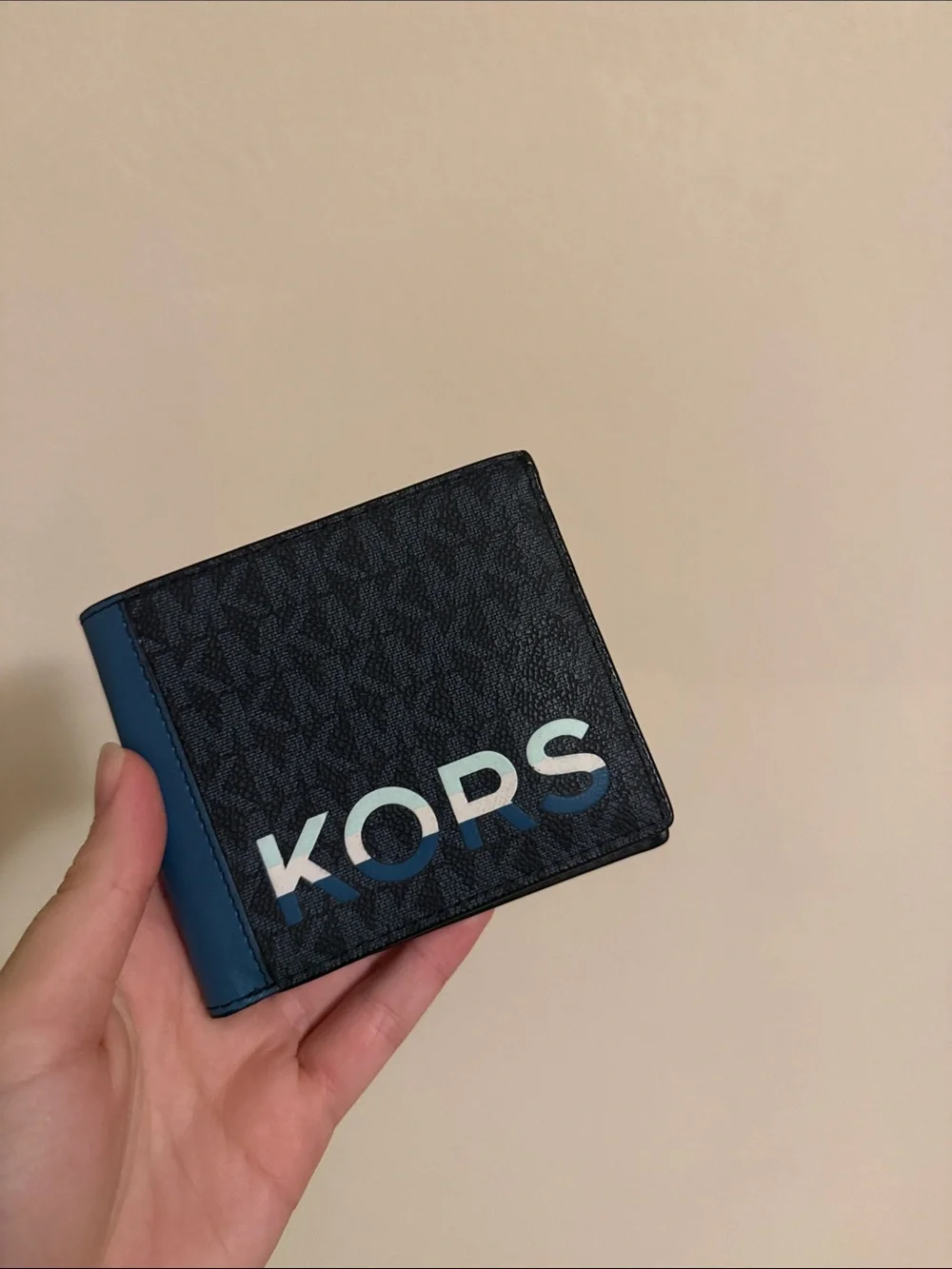 Michael Kors Black Wallet with Blue Trim and KORS Logo